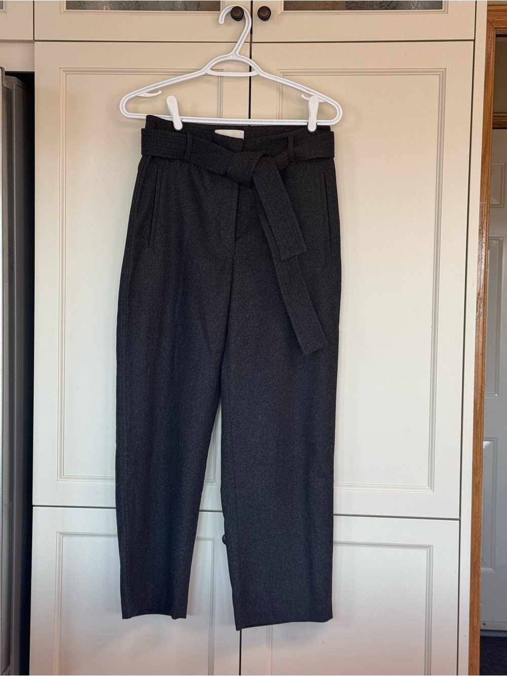 Wilfred Tie-Front Pant Wide Leg Trousers Black/Gray Size 6